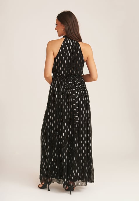 Jacquard maxi-jurk met halternek - Image 4