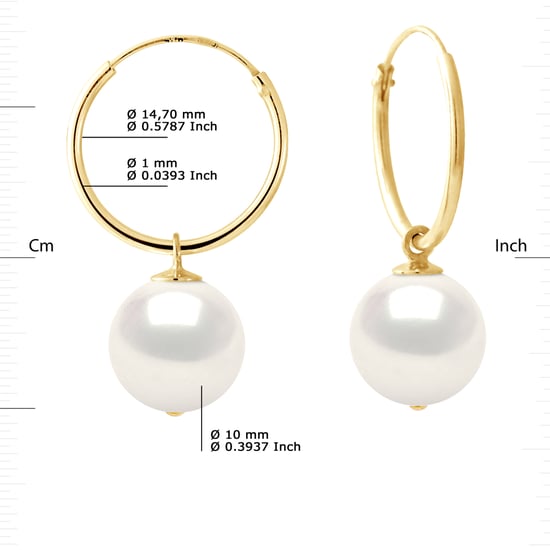 DIADEMA - Earrings - Yellow Gold and Real Freshwater Pearls