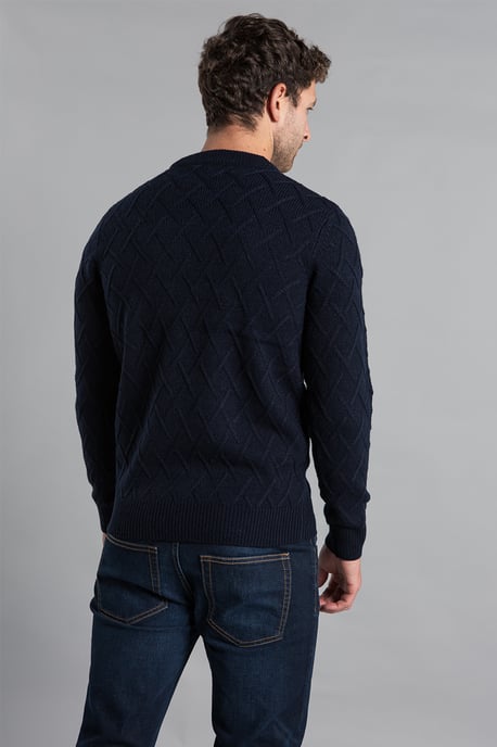 Dark Navy Cable Knit Crew Neck Jumper