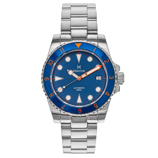 Heritor Automatic Luciano Bracelet Watch w/Date - Navy