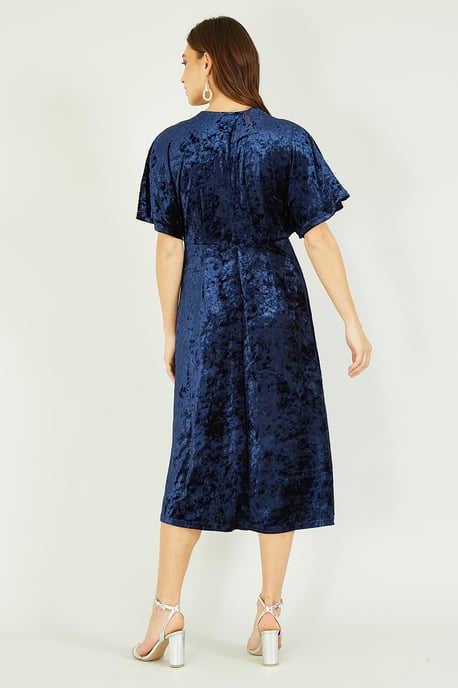 Navy Velvet Kimono Midi Dress
