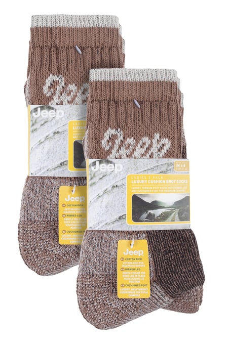 JEEP 6 paar katoenen ademende wandelsokken voor dames - Tan / Cream - Image 2