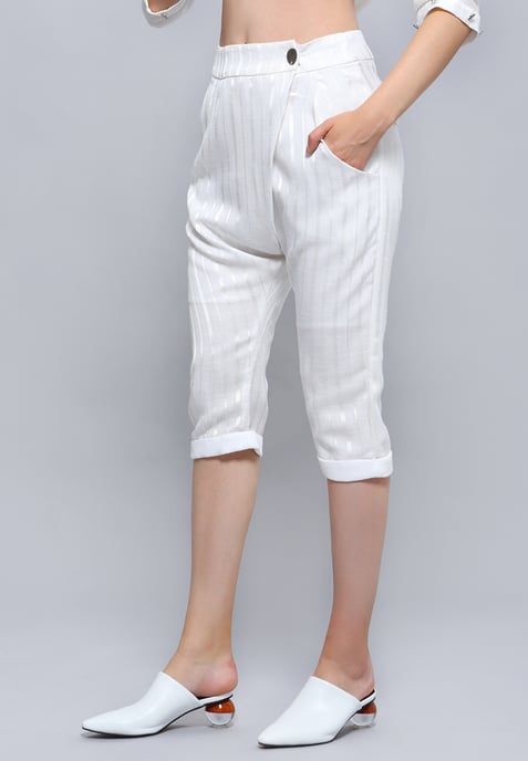 Satin Trim Capri Tailored Pants - Image 5