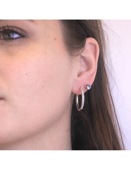 Birth Stone April Earrings - Rose Gold and Crystal - Image 3