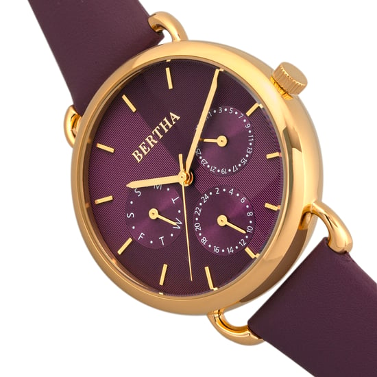 Bertha Gwen Leather-Band Watch w/Day/Date