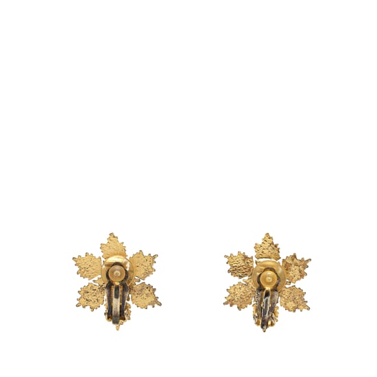 Vintage Chanel Gold Plated CC Snowflake Clip On Earrings Gold - Image 2
