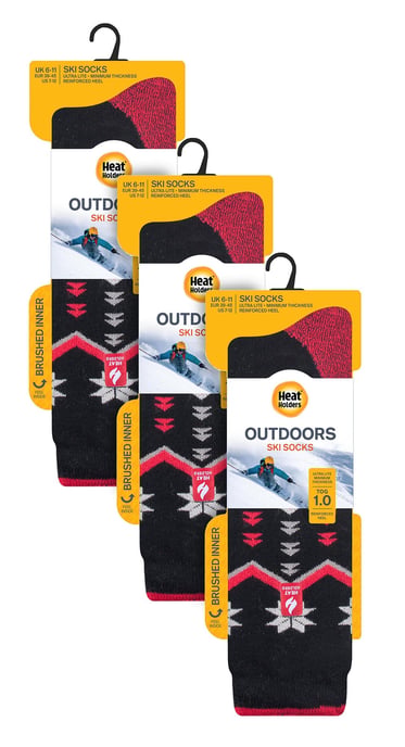 3 Par Multipack Ultra Lite Skidstrumpor för herrar | Värmehållare | Funky Mönstrade Randiga Knästrumpor - Black Fairisle - Image 2