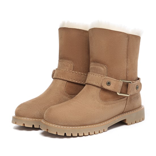 EVER AU Women Pheasant Mid Calf Fashion Boots - Chestnut