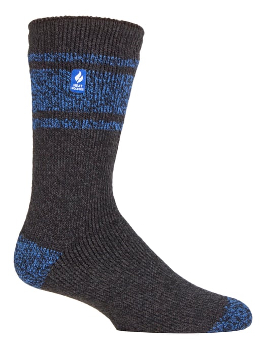 Heat Holders - Mens Extra Thick Thermal Socks for Winter | Warm Fluffy Fleece Insulated Socks | Gifts for Men - Charcoal / Blue (Athens) - Image 1