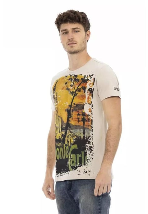 Trussardi Action Men's Beige Cotton T-Shirt - Image 2