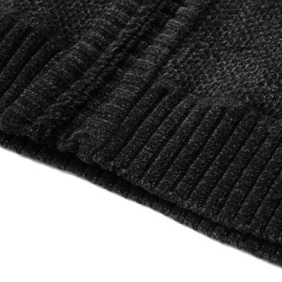 Men's Cardigan with Zip and Stand-Up Collar, Lined Chunky Knit Pullover Black - Image 6
