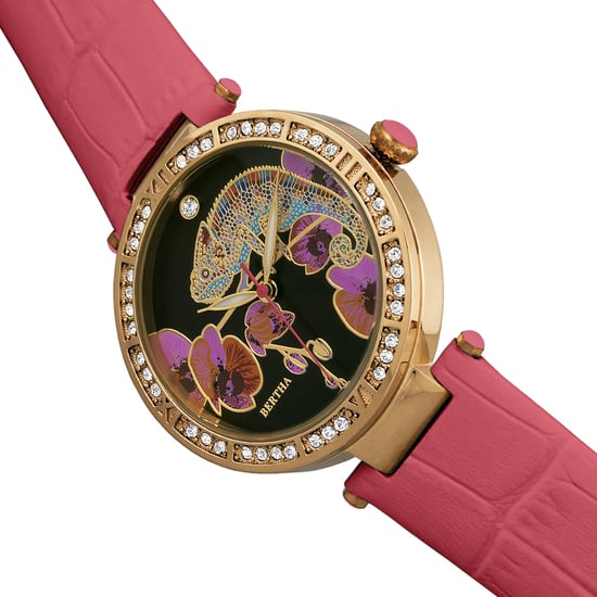 Bertha Camilla Mother-Of-Pearl Leather-Band Watch