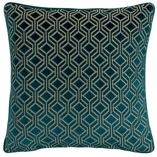 Paoletti Avenue Velvet Geometric Jacquard Feather Filled Cushion