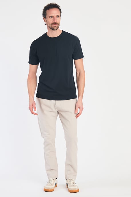 Stone Linen Blend Cuffed Trousers