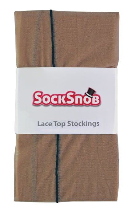 Sheer Seamed Tights for Women | Sock Snob | Glossy | Back Seam | High Waisted - Nude / Black - Image 2