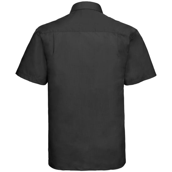 Russell Collection Mens Short Sleeve Poly-Cotton Easy Care Poplin Shirt (Black) - Image 2