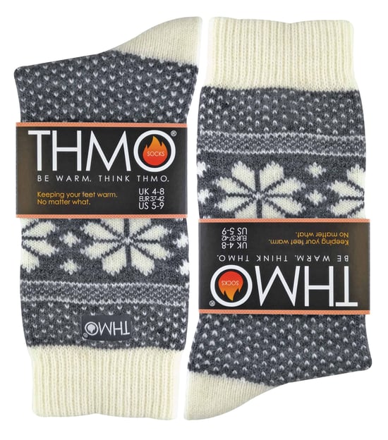 THMO - Ladies Vintage Nordic Fairisle Style Winter Wool Blend Socks - Image 2