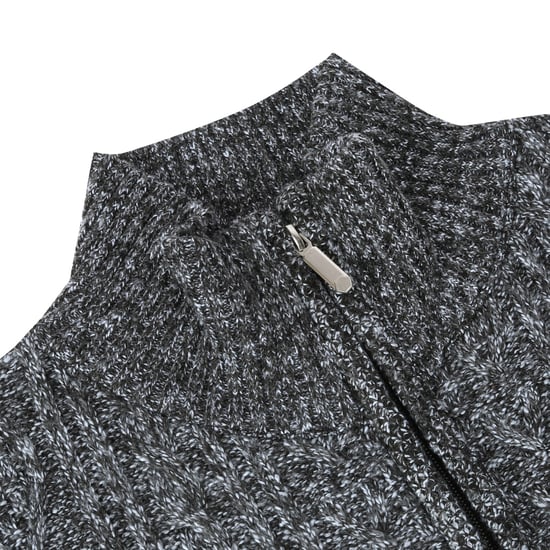 Herenvest met ritssluiting Grof gebreid vest met opstaande kraag voor de winter donkergrijs - Image 4