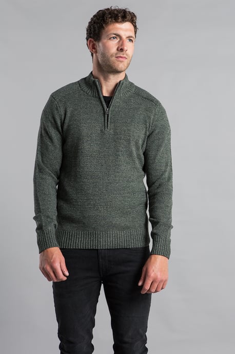 Khaki Recycled Cotton Blend 1/4 Zip Twist Jumper