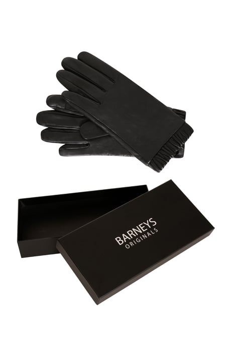 Barneys Originals Gift Boxed Black Leather Gloves With Elasticated Cuff