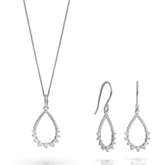 Orphelia 'Petal' Dames 925 Sterling Zilveren Set: Halsketting + Oorbellen - Zilver SET-7564 - Image 1
