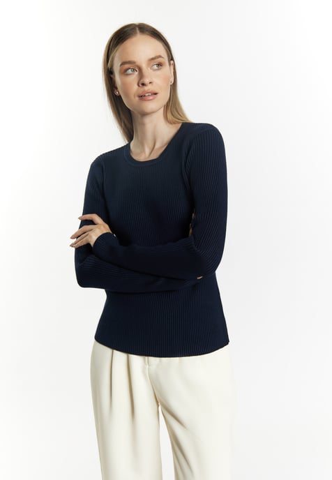 Dreimaster Knitted pullover women marine - Image 3