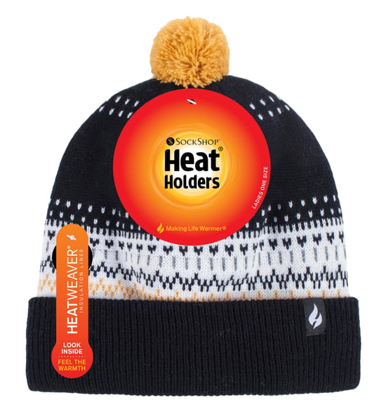 HEAT HOLDERS - Ladies / Womens Knitted Beanie Bobble Hat with Pom Pom - Image 2