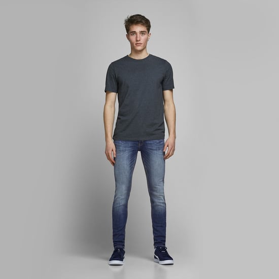 Mens denim jeans, Jack & Jones Liam Original, Skinny Stretch fit, Blue Wash - Image 3