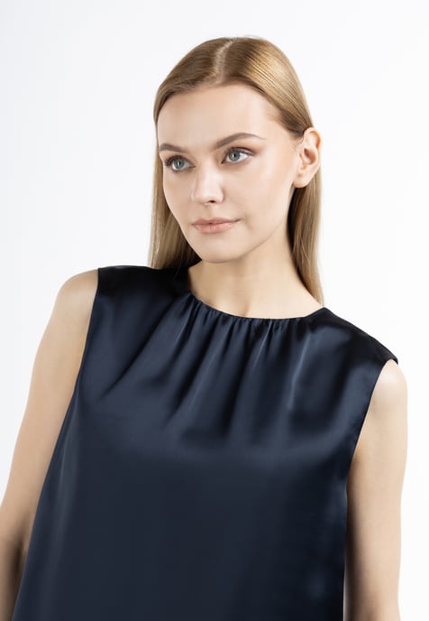 Dreimaster blouse met korte mouwen Dames marine - Image 5