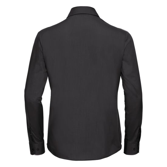 Russell Collection Dames/Dames Klassiek Polycotton Easy-Care Shirt met Lange Mouwen (Zwart) - Image 2