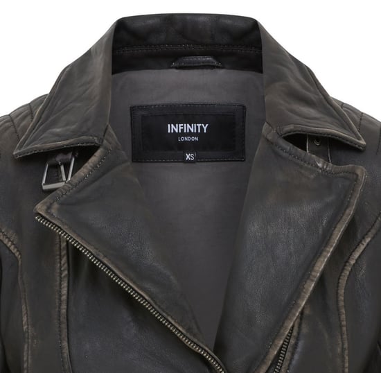 Womens Black Leather Brando Biker Jacket -  Finnsnes