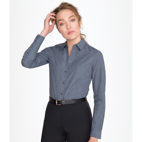 Russell Collectie Dames / Dames Lange Mouwen Shirt (Konvooi Grijs) - Image 3