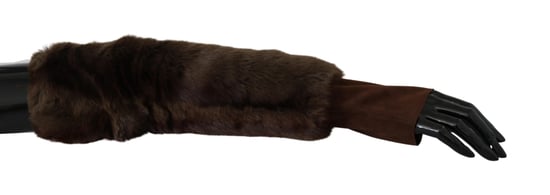 Dolce & Gabbana Kvinnors Bruna Armbågs-långa Fingervantar i Pälsgarn - Image 1