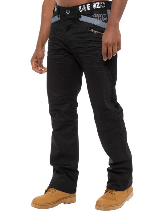 Enzo | Heren Zwarte Coated Denim Jeans - Image 1