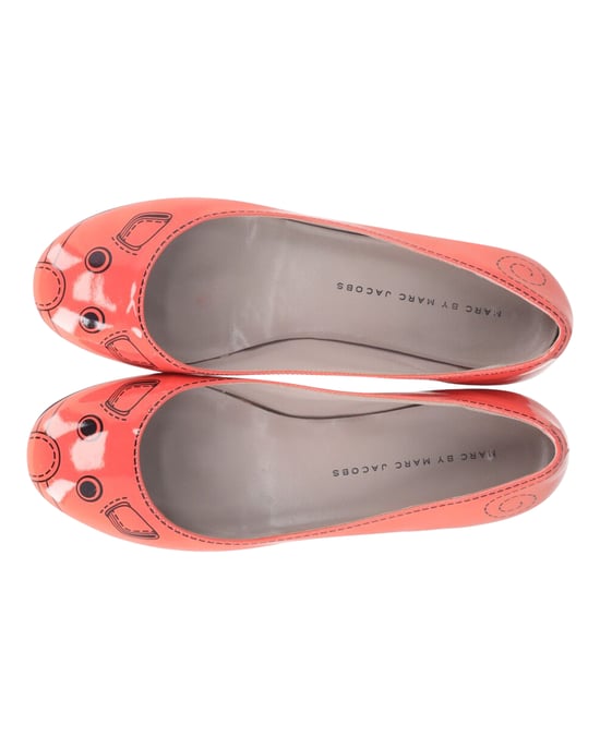 Marc Jacobs Mustryck Ballettskor i Orange Lackläder - Image 5