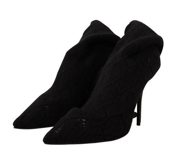 Dolce & Gabbana Dames Zwarte Stretch Kousen Kniehoog Enkellaarsjes - Image 3