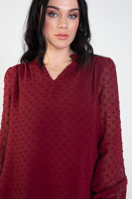 Dobby Chiffon Long Sleeve Blouse - Image 4