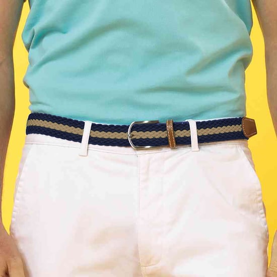 Asquith & Fox Heren Twee Kleurige Gestreepte Braid Stretch Riem (Marineblauw/Khaki) - Image 2
