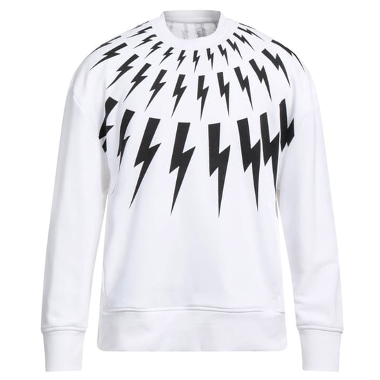 Neil Barrett Fair Isle Thunderbolt Oversize White Sweatshirt - Image 1