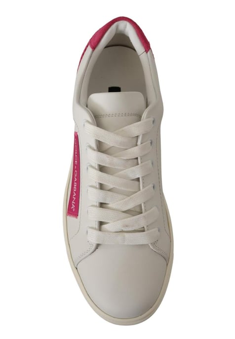 Dolce & Gabbana Women's White Pink Leather Low Top Sneakers Shoes