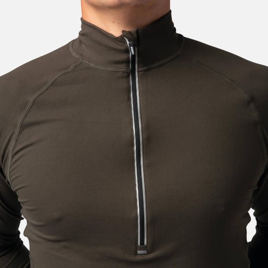 Bodyfit Zip Neck Baselayer Dark Khaki
