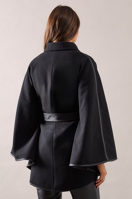 Wool Mix Belted Cape