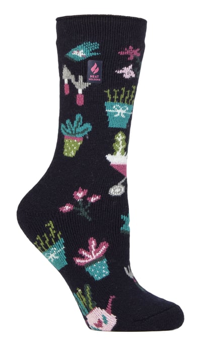 Womens Fun Hobby Socks | Heat Holders Lite | Novelty Winter Fleece Lined Thermal Socks - Green Fingers - Image 1