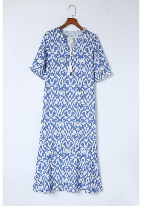Women's Geometric Print Maxi Dress in Sky Blue - Image 3