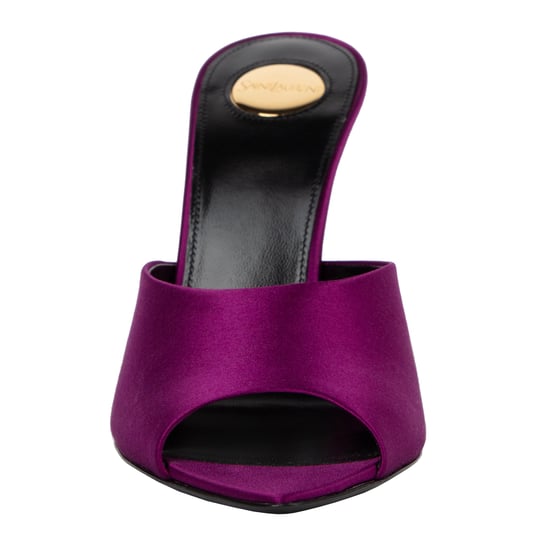 Saint Laurent Goldie Mules In Satin Crepe Purple - Image 5