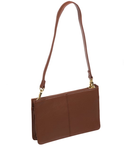 'Layla' Dark Tan Nappa Leather Grab Clutch Bag