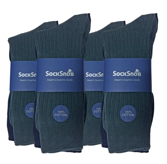 12 Pair Multipack Mens 100% Cotton Socks | Sock Snob | Ribbed Dress Socks - BNG - Image 2