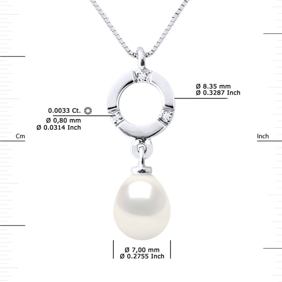 DIADEMA - Pendant - White Gold and Real Freshwater Pearls - White