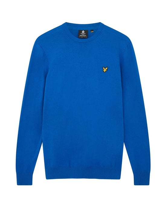 Lyle & Scott katoenen merinotrui met ronde hals in blauw - Image 5