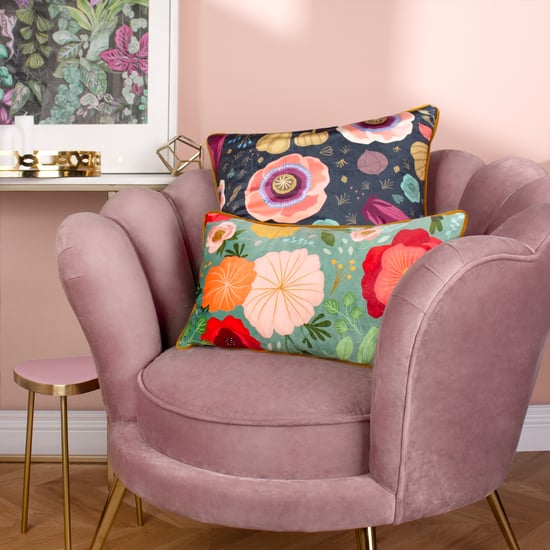 Kate Merritt Bright Blooms Piped Velvet Polyester Filled Cushion - Image 4